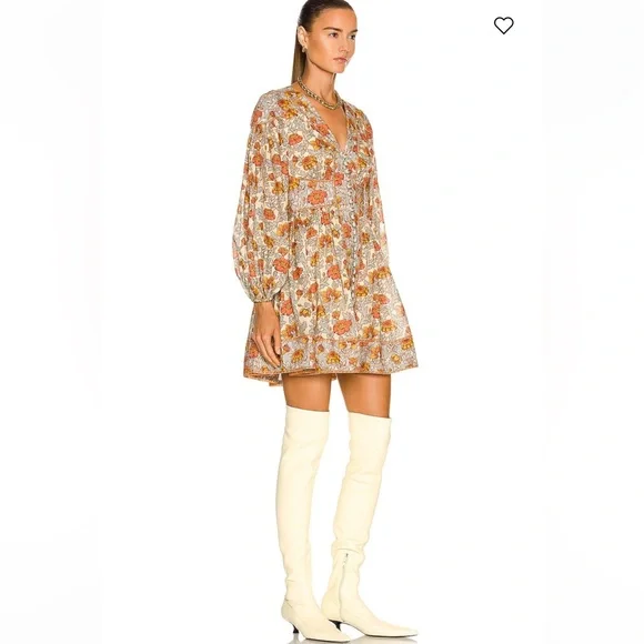 Zimmermann Andie Buttoned Mini Dress in Blue Floral 0P - Picture 7 of 14